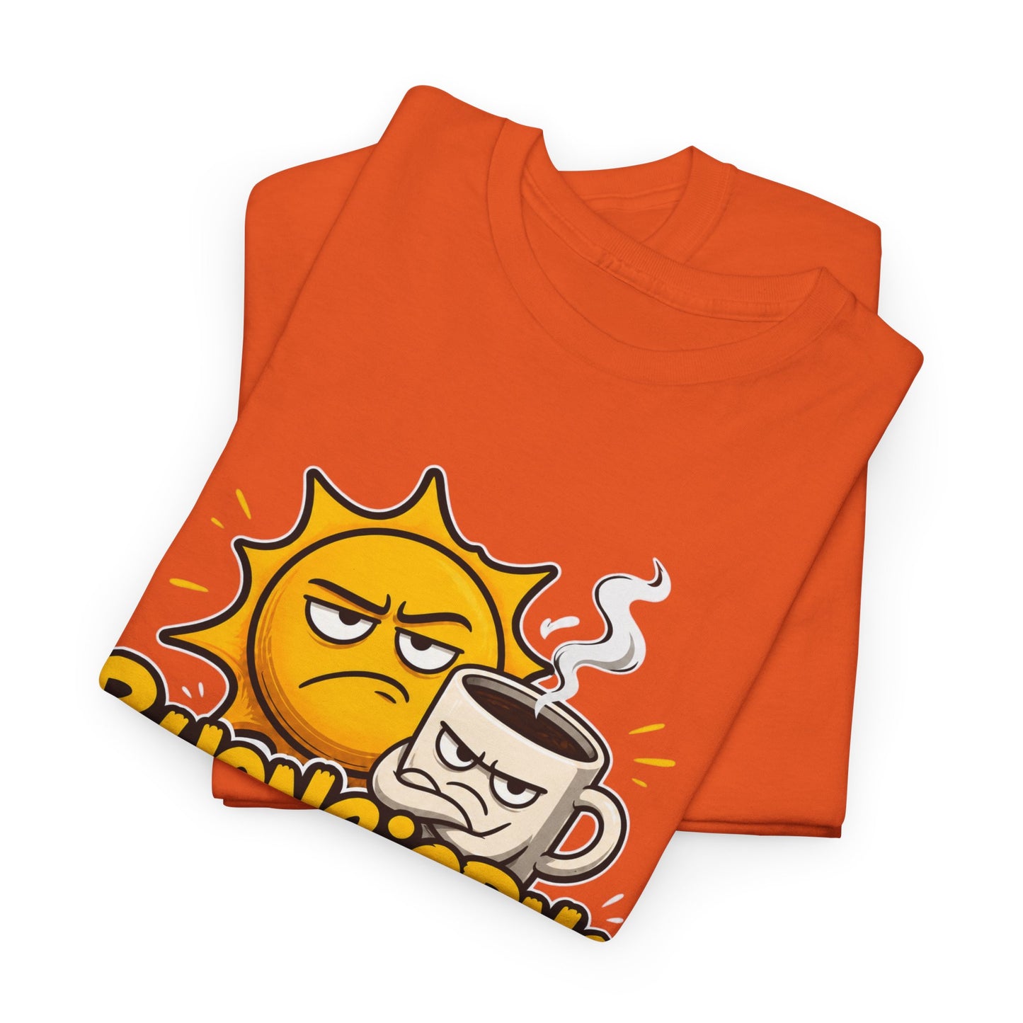 Maglietta Ironica "Buongiorno Un Cazzo" | T-Shirt Divertente con Sole e Caffè | Idea Regalo Uomo Donna