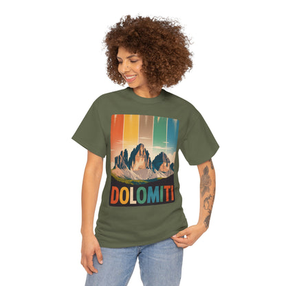 Dolomiti Shirt, Mountain Adventure Unisex Heavy Cotton Tee, Montagna T-shirt, Tre Cime di Lavaredo, Outdoor Hiking Tee