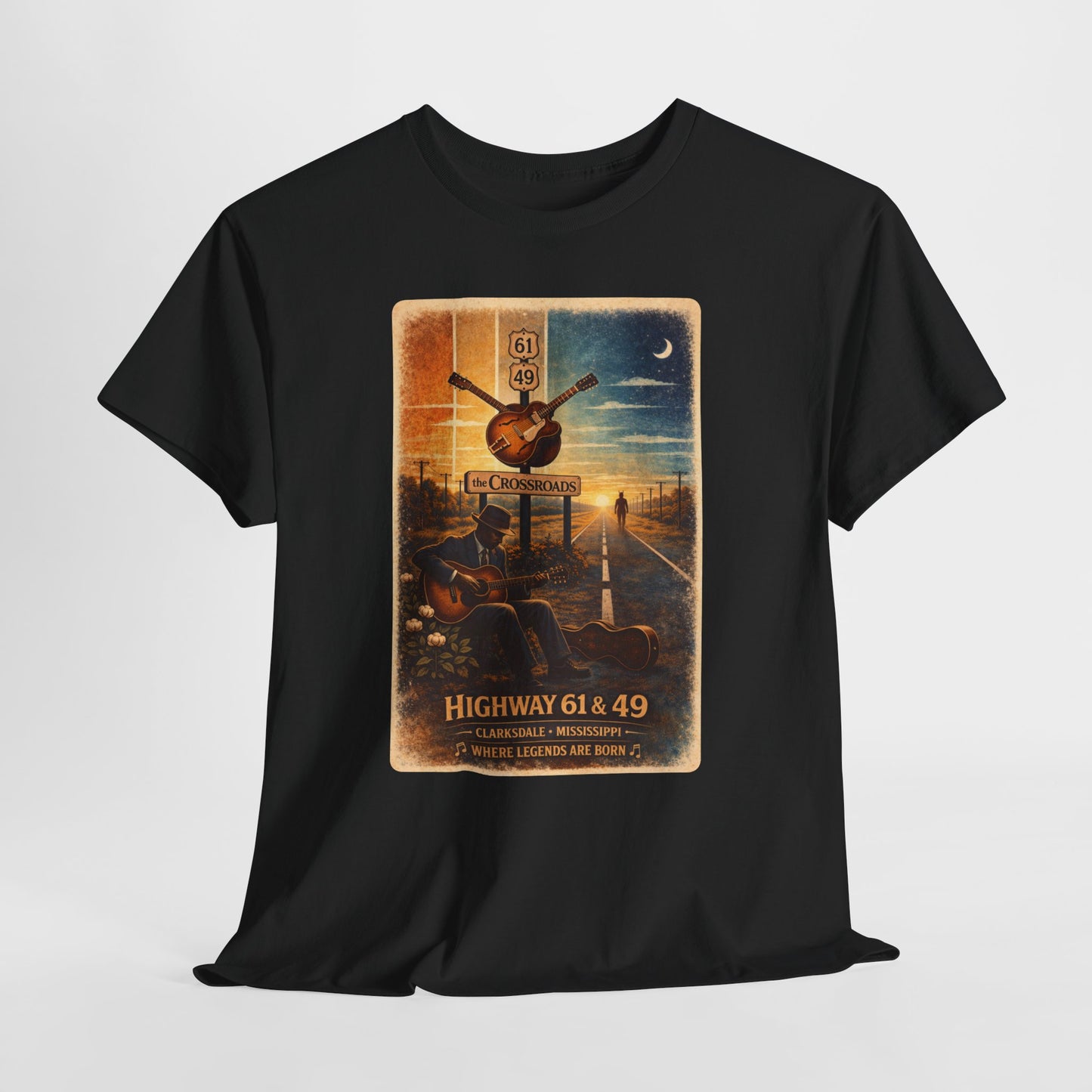 Robert Johnson Crossroads T-Shirt | Delta Blues Mississippi Tee | Route 61 Vintage Guitar Shirt