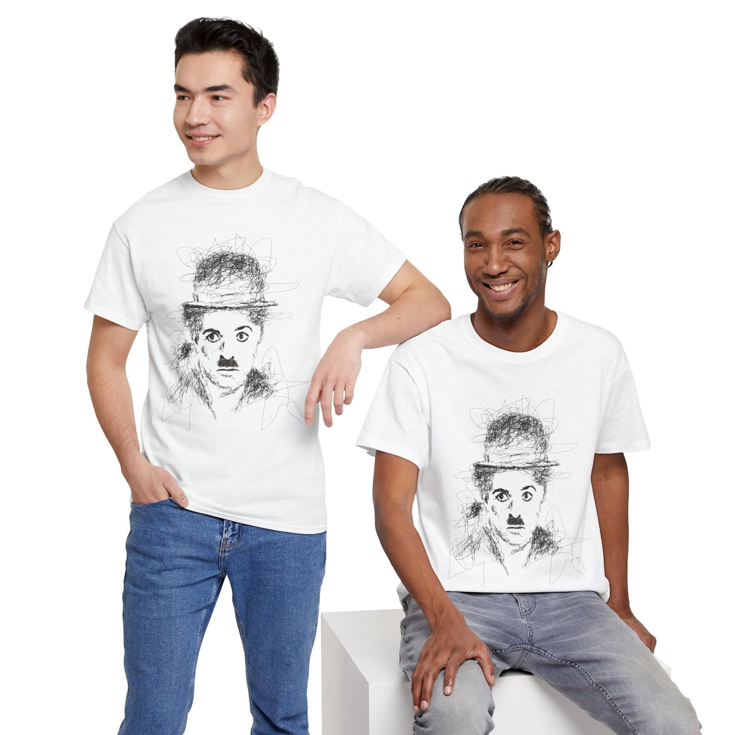 T-shirt Charlie Chaplin, Artistic Character Tee - Unique Graphic Design, Casual Wear, Gift for Artists, Vintage Style, Unisex Fashion