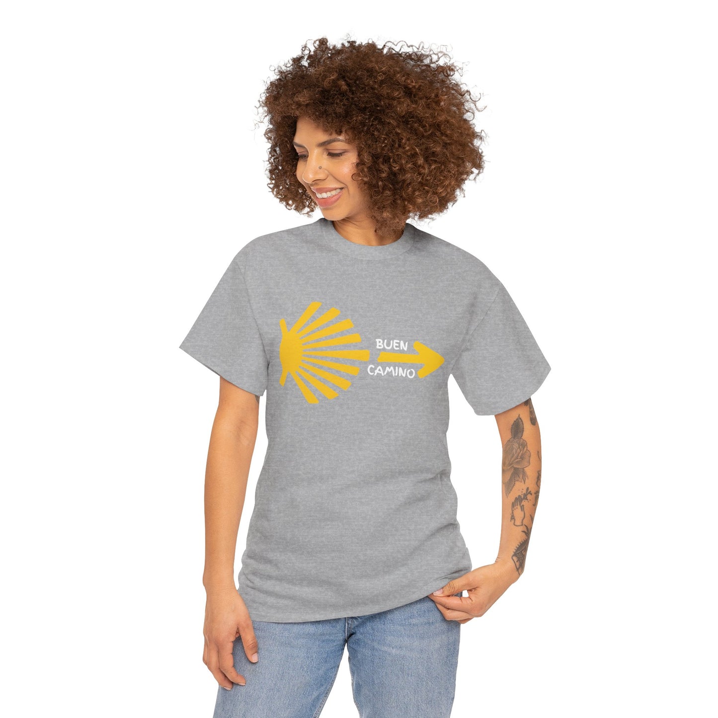 Buen Camino Shirt, Camino de Santiago T-Shirt, Pilgrim Hiking Tee, St. James Way Gift, Camino Arrow Shell Graphic Tee, Travel Walker Shirt