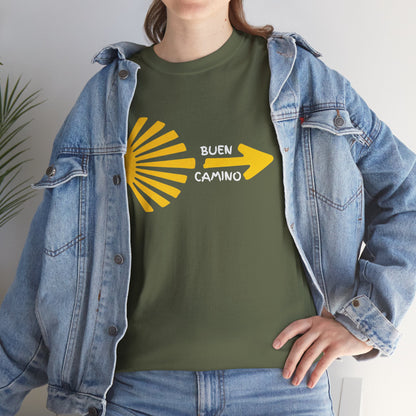 Buen Camino Shirt, Camino de Santiago T-Shirt, Pilgrim Hiking Tee, St. James Way Gift, Camino Arrow Shell Graphic Tee, Travel Walker Shirt