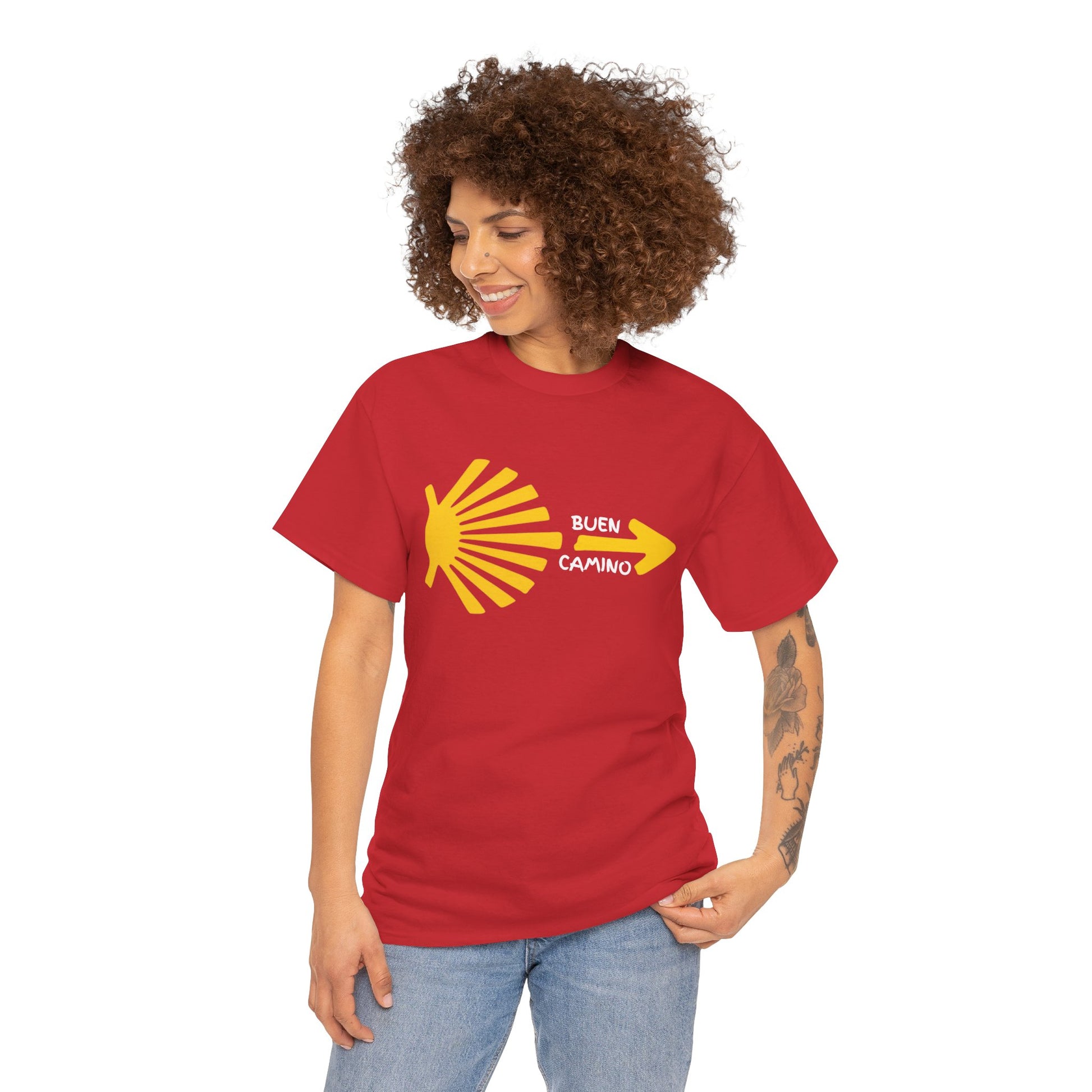 Buen Camino Shirt, Camino de Santiago T-Shirt, Pilgrim Hiking Tee, St. James Way Gift, Camino Arrow Shell Graphic Tee, Travel Walker Shirt