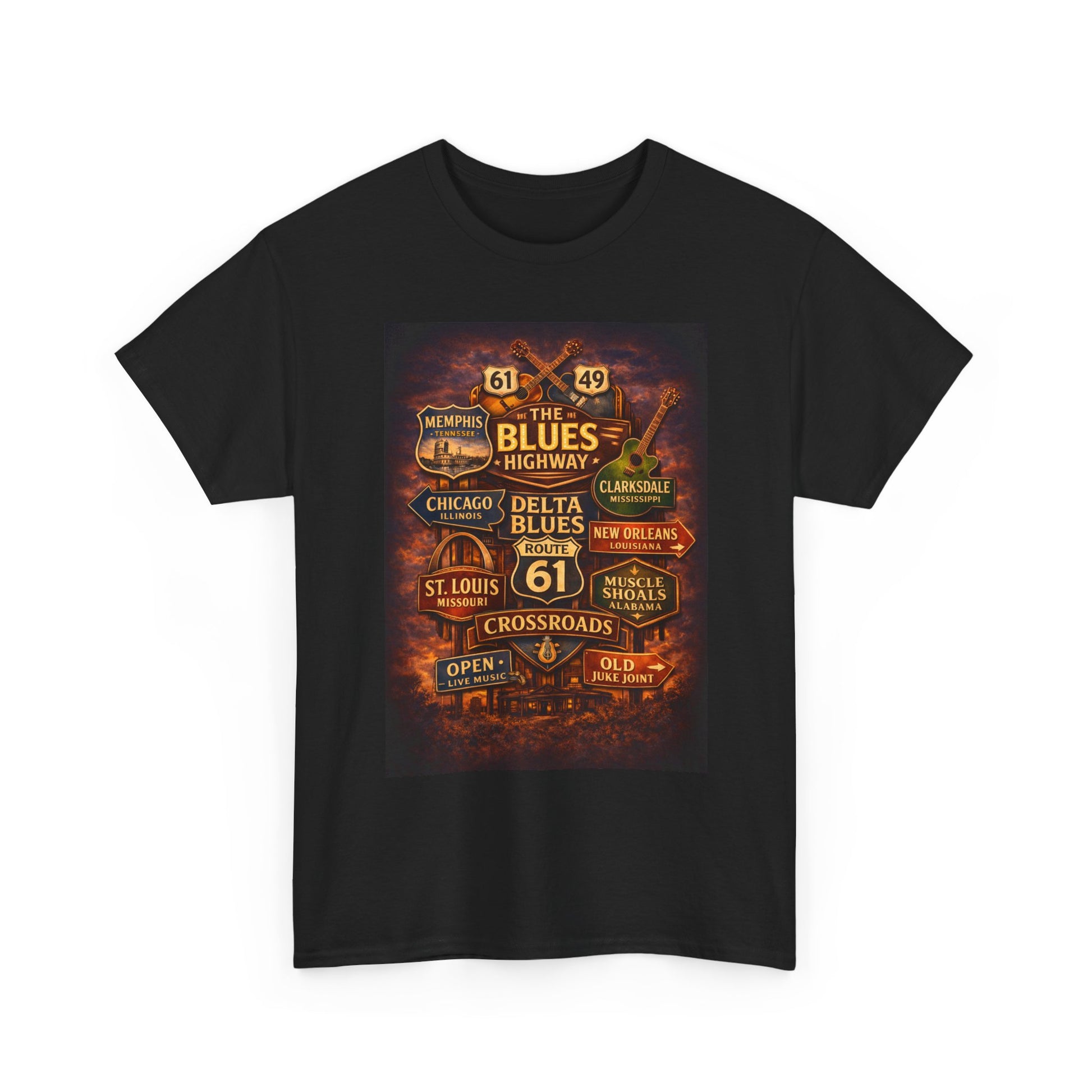 Delta Blues Music Tee | Mississippi Blues Streets, Vintage Blues Shirt