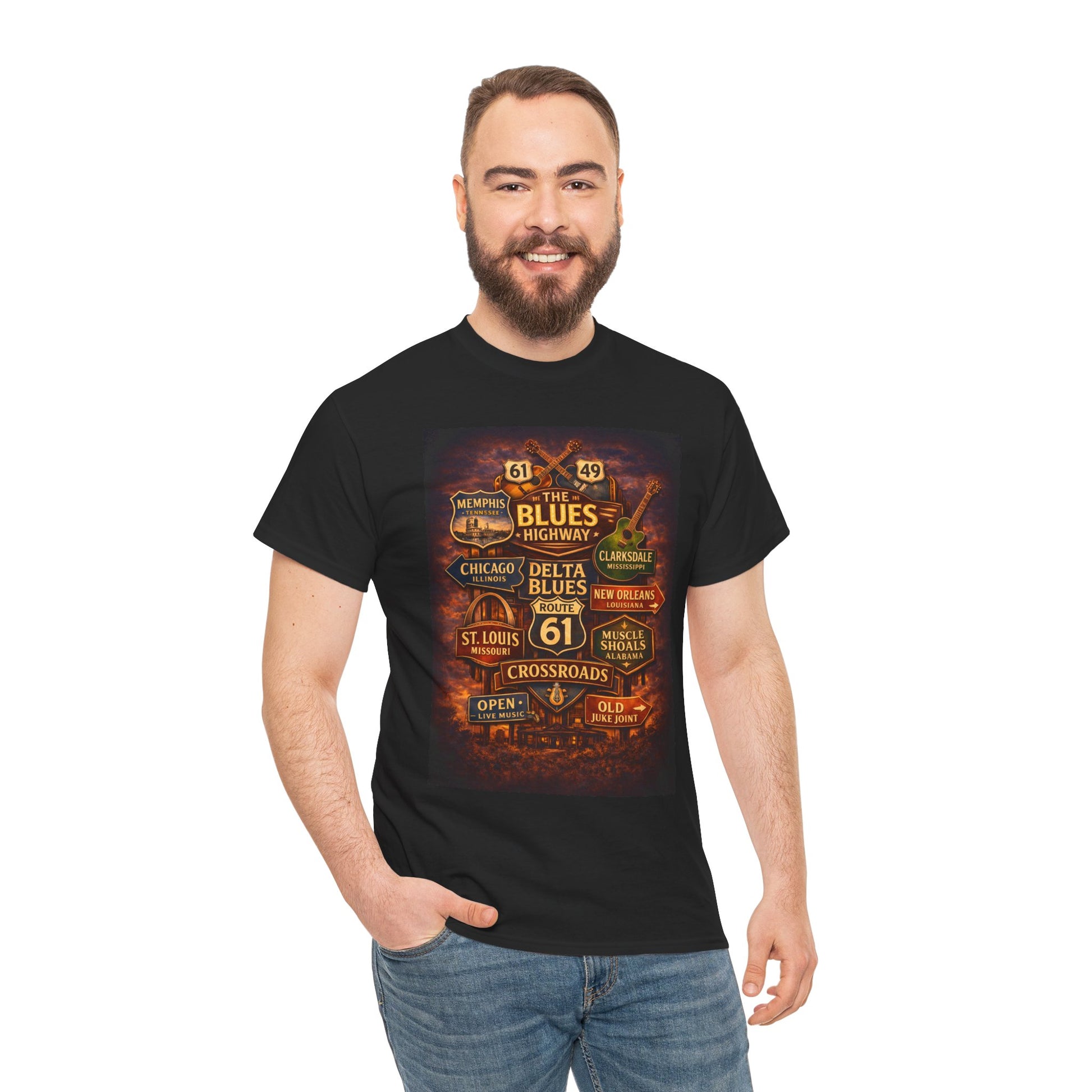 Delta Blues Music Tee | Mississippi Blues Streets, Vintage Blues Shirt