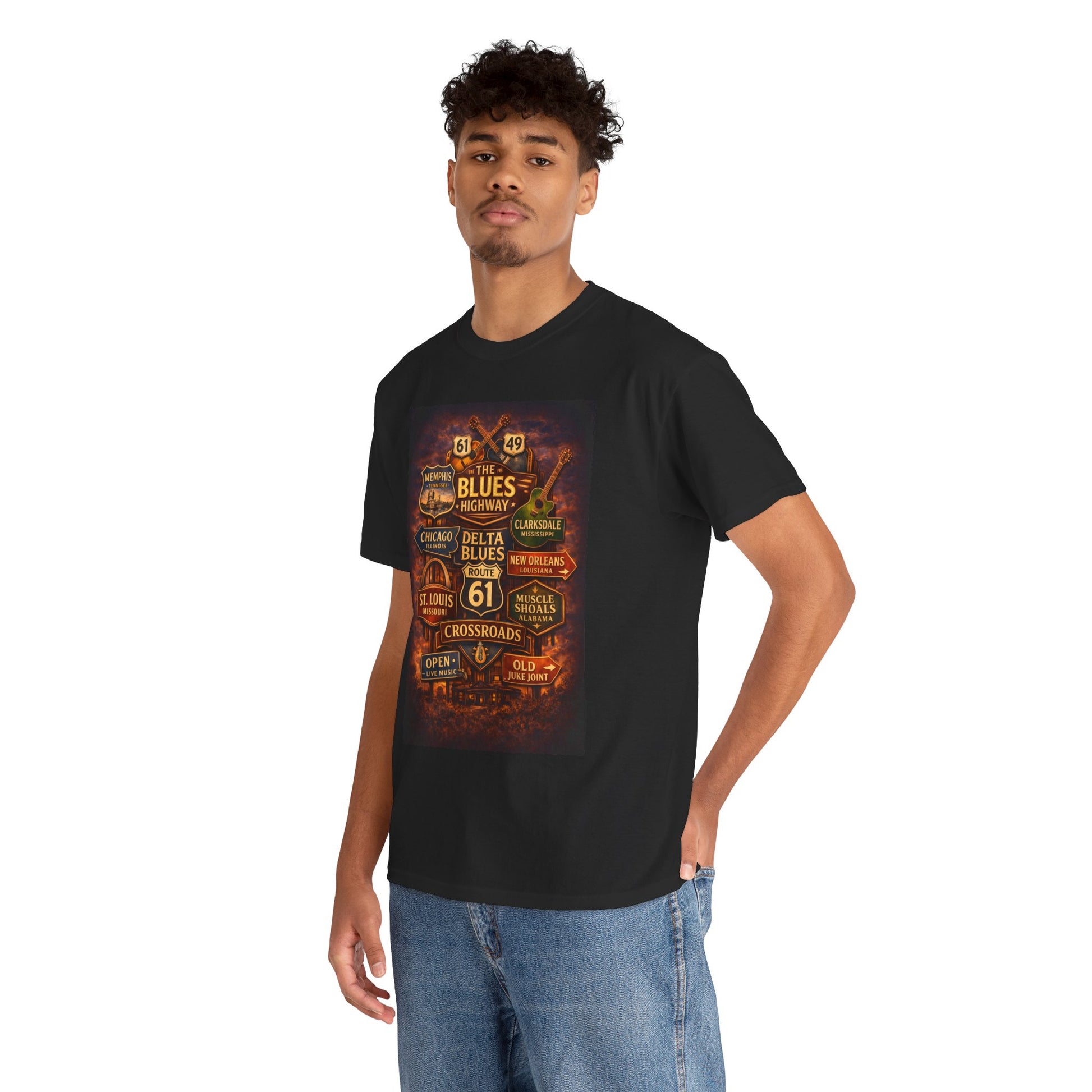 Delta Blues Music Tee | Mississippi Blues Streets, Vintage Blues Shirt
