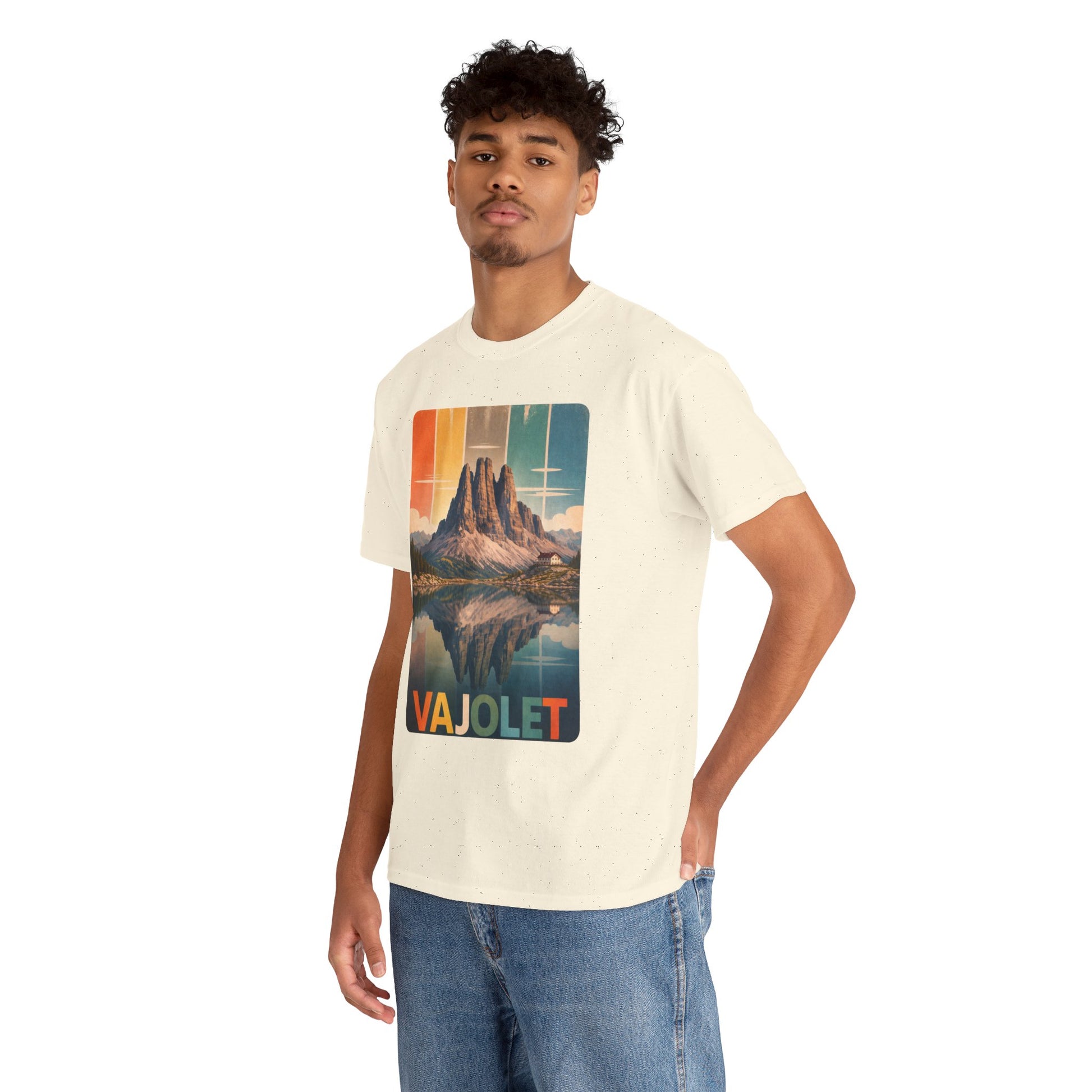 Dolomiti T-shirt, Torri del Vajolet Maglietta, Montagna Alpina Vintage, Paesaggio Lago, Idea Regalo Trekking