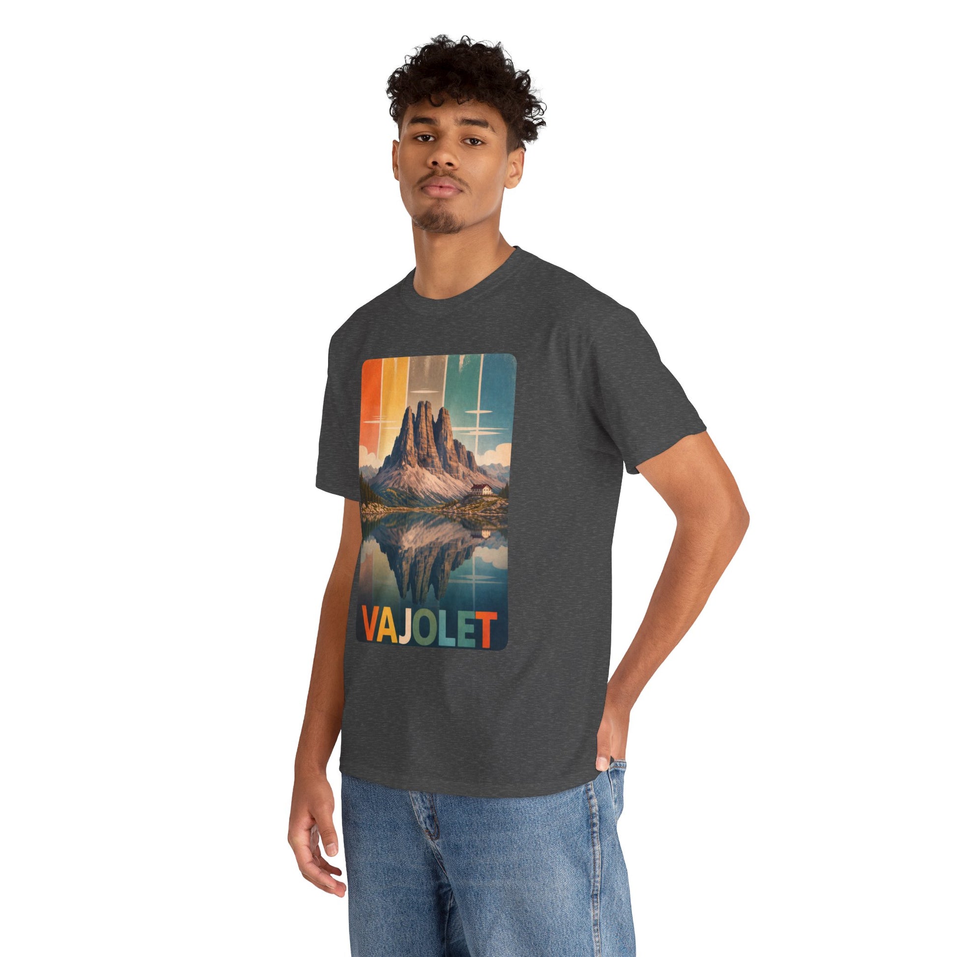 Dolomiti T-shirt, Torri del Vajolet Maglietta, Montagna Alpina Vintage, Paesaggio Lago, Idea Regalo Trekking