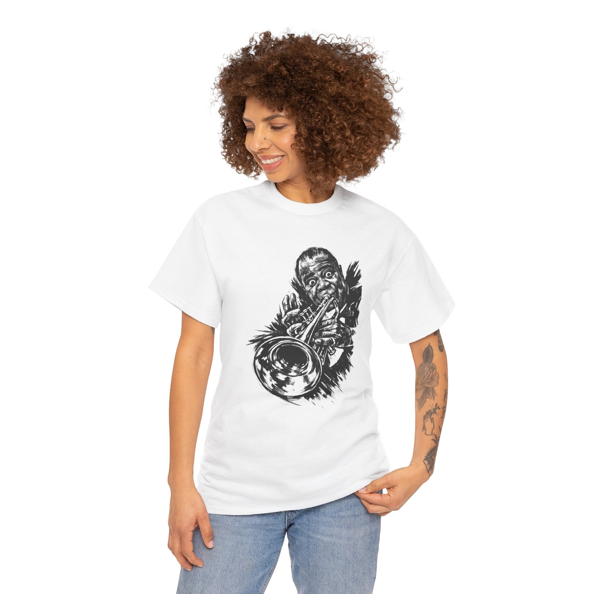 Louis Armstrong Jazz T-Shirt - Maglietta Jazz Tromba | Vintage Jazz Music Tee | Regalo per Amanti del Jazz | Musician Shirt