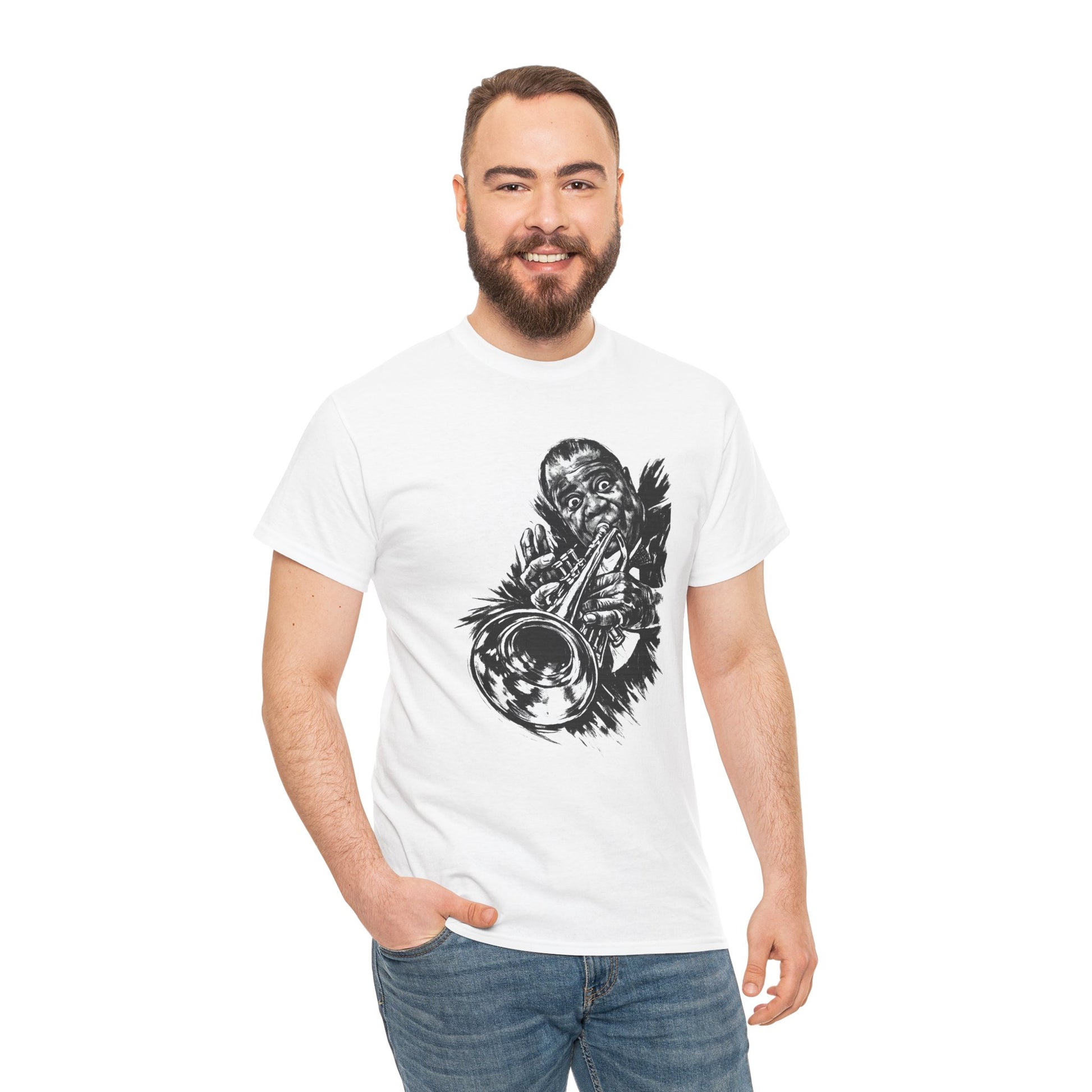 Louis Armstrong Jazz T-Shirt - Maglietta Jazz Tromba | Vintage Jazz Music Tee | Regalo per Amanti del Jazz | Musician Shirt
