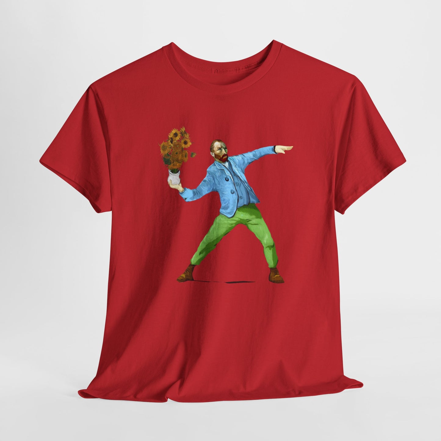 Maglietta Van Gogh, Maglietta Divertente Van Gogh, Sunflower Explosion Unisex Heavy Cotton Tee, Unique Art Design