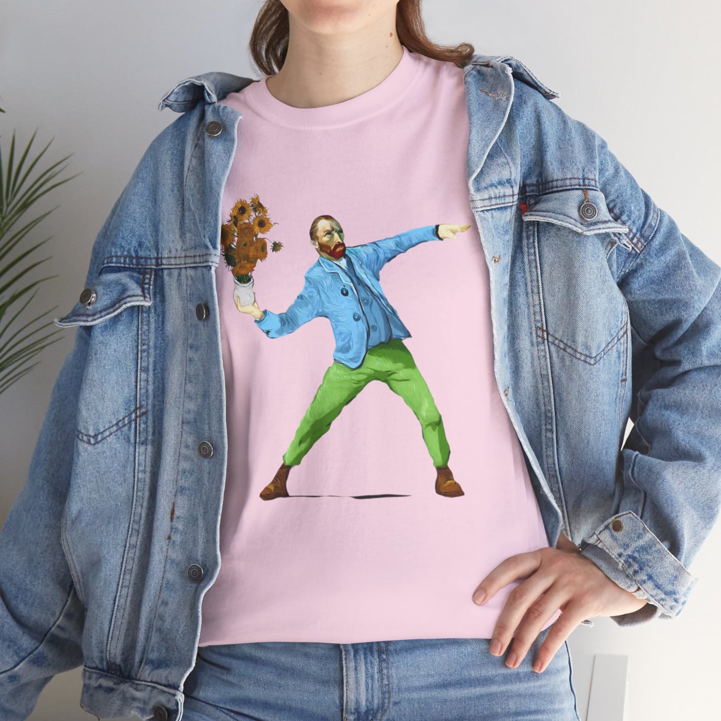 Maglietta Van Gogh, Maglietta Divertente Van Gogh, Sunflower Explosion Unisex Heavy Cotton Tee, Unique Art Design