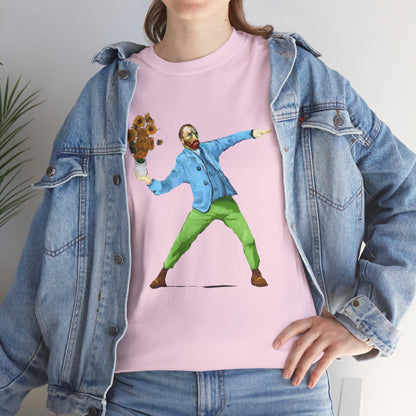 Maglietta Van Gogh, Maglietta Divertente Van Gogh, Sunflower Explosion Unisex Heavy Cotton Tee, Unique Art Design