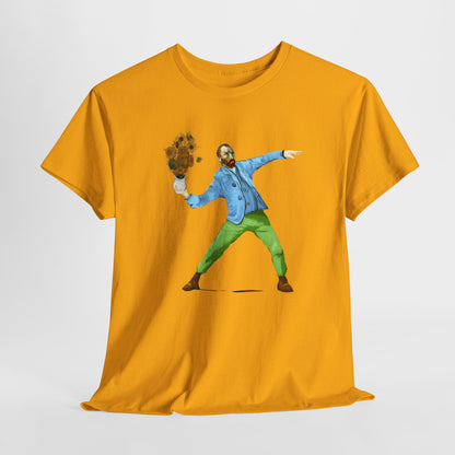 Maglietta Van Gogh, Maglietta Divertente Van Gogh, Sunflower Explosion Unisex Heavy Cotton Tee, Unique Art Design