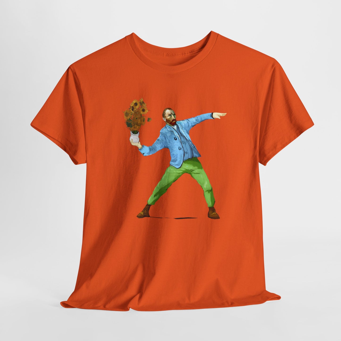 Maglietta Van Gogh, Maglietta Divertente Van Gogh, Sunflower Explosion Unisex Heavy Cotton Tee, Unique Art Design