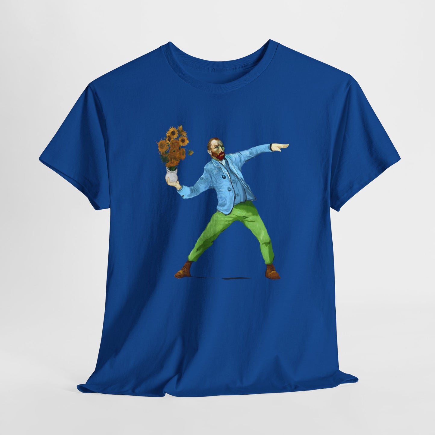 Maglietta Van Gogh, Maglietta Divertente Van Gogh, Sunflower Explosion Unisex Heavy Cotton Tee, Unique Art Design
