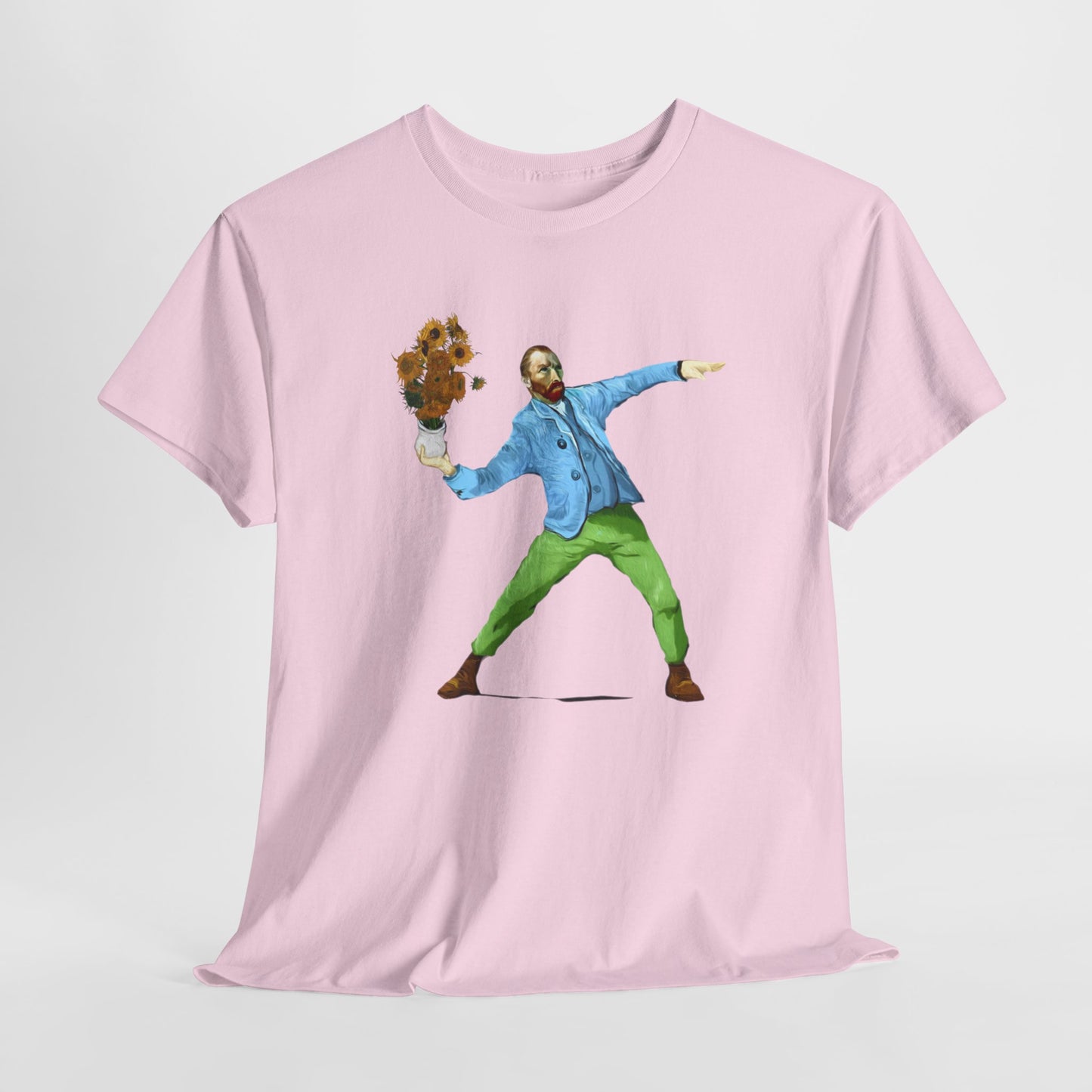 Maglietta Van Gogh, Maglietta Divertente Van Gogh, Sunflower Explosion Unisex Heavy Cotton Tee, Unique Art Design