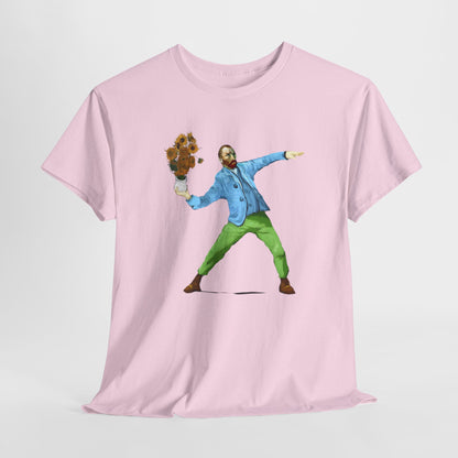 Maglietta Van Gogh, Maglietta Divertente Van Gogh, Sunflower Explosion Unisex Heavy Cotton Tee, Unique Art Design