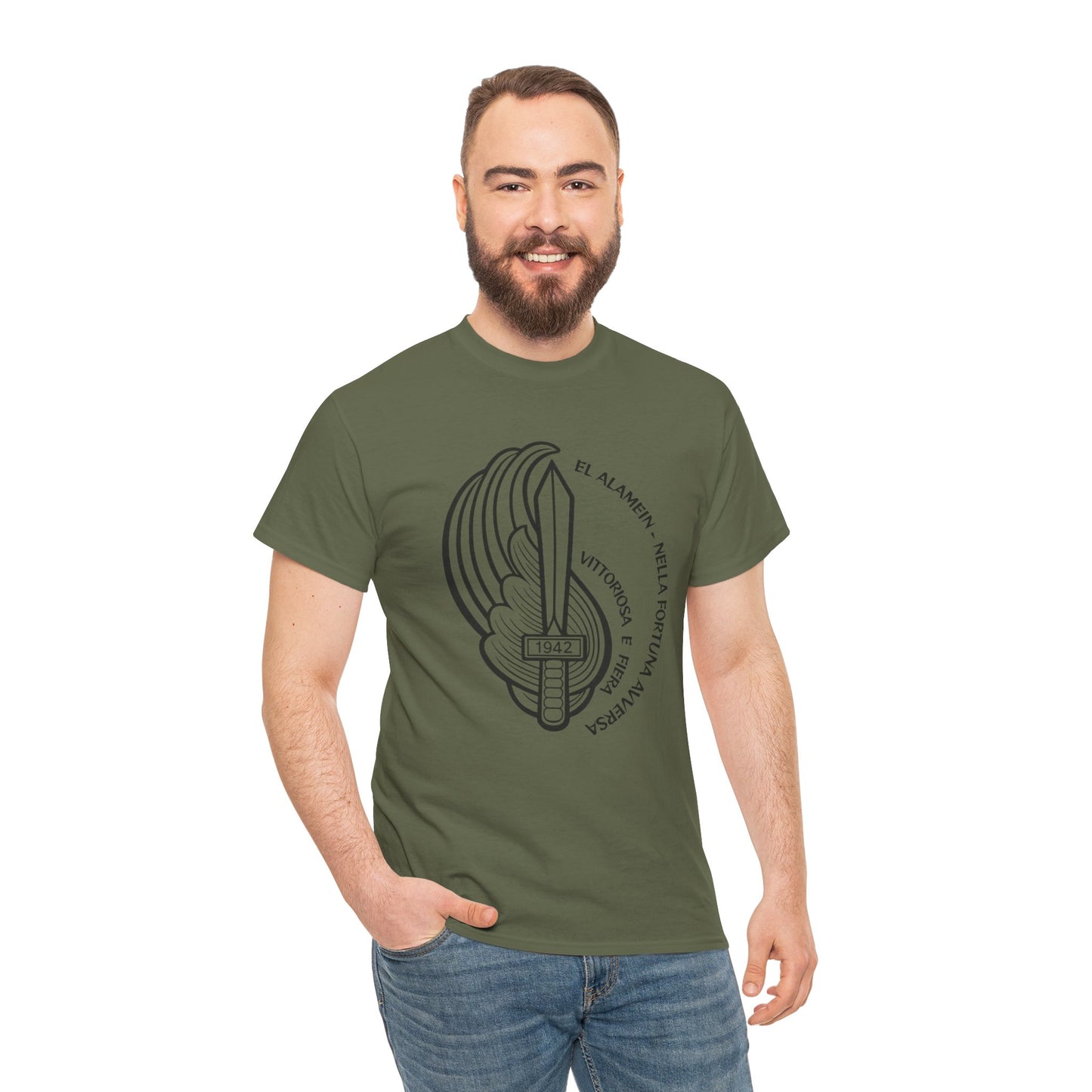 Paracadutisti Folgore El Alamein T-Shirt, Stemma 1942 Pugnale Alato, Design Storico Commemorativo