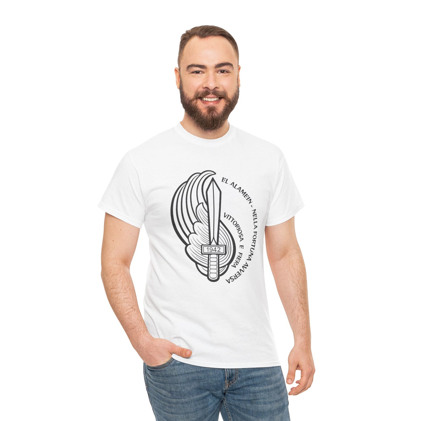 Paracadutisti Folgore El Alamein T-Shirt, Stemma 1942 Pugnale Alato, Design Storico Commemorativo