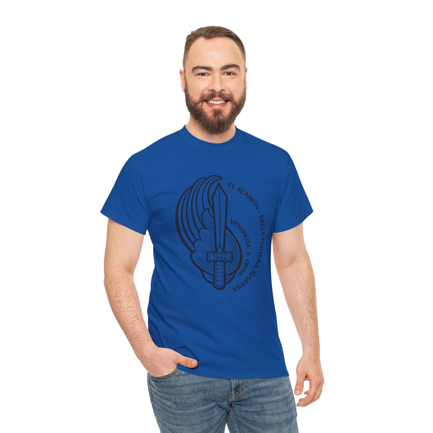 Paracadutisti Folgore El Alamein T-Shirt, Stemma 1942 Pugnale Alato, Design Storico Commemorativo