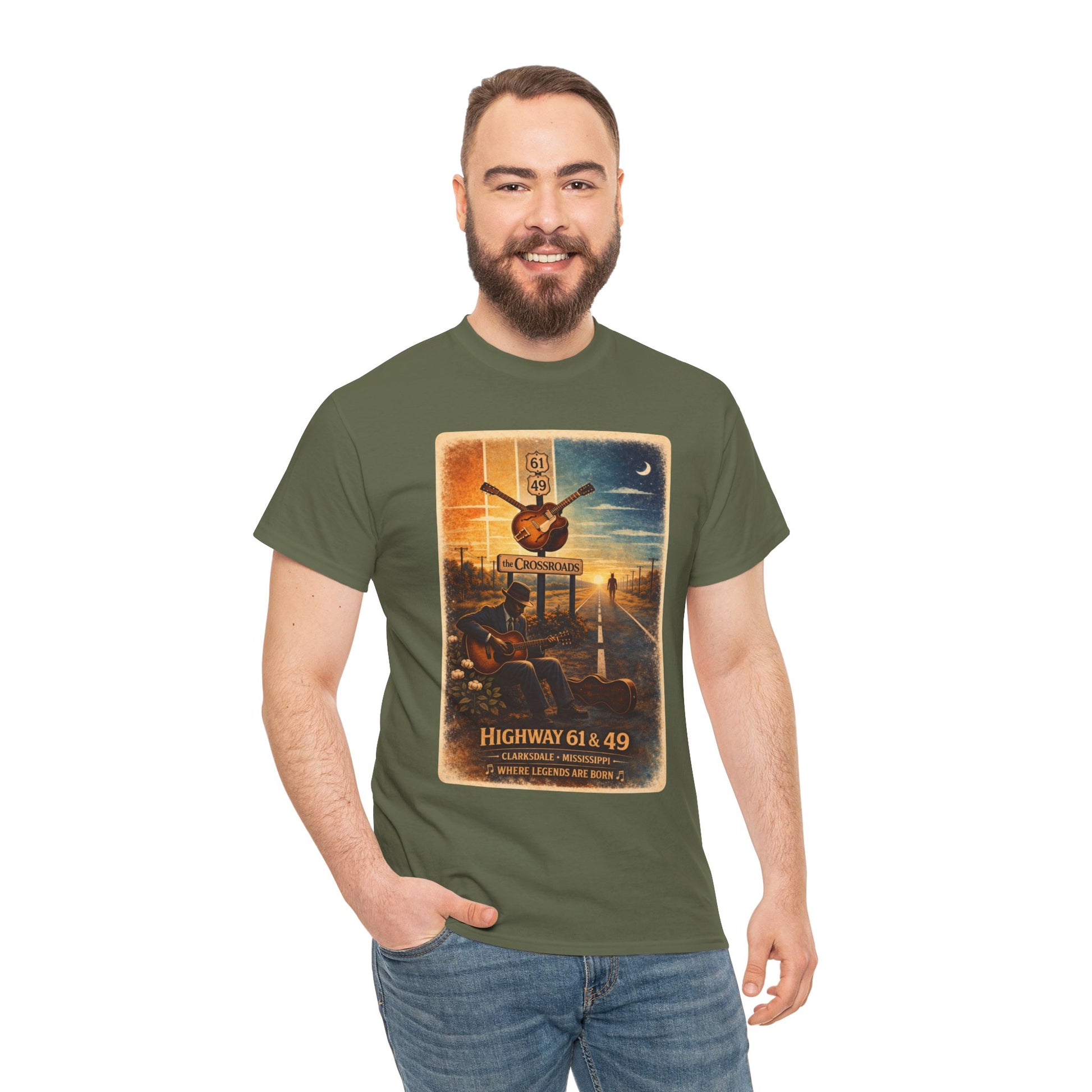 Robert Johnson Crossroads T-Shirt | Delta Blues Mississippi Tee | Route 61 Vintage Guitar Shirt