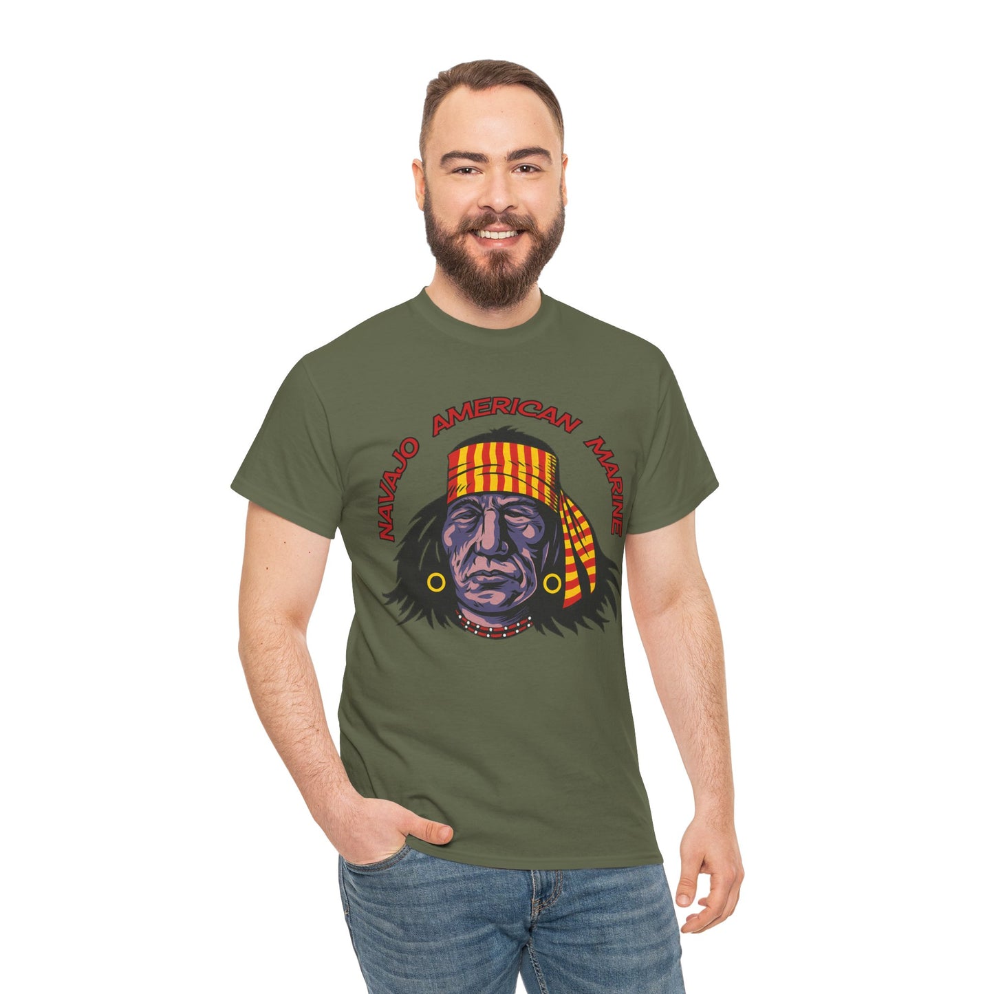 T-shirt Geronimo Navajo Tribale - Maglietta Vintage Anni 80 American Marine Heritage