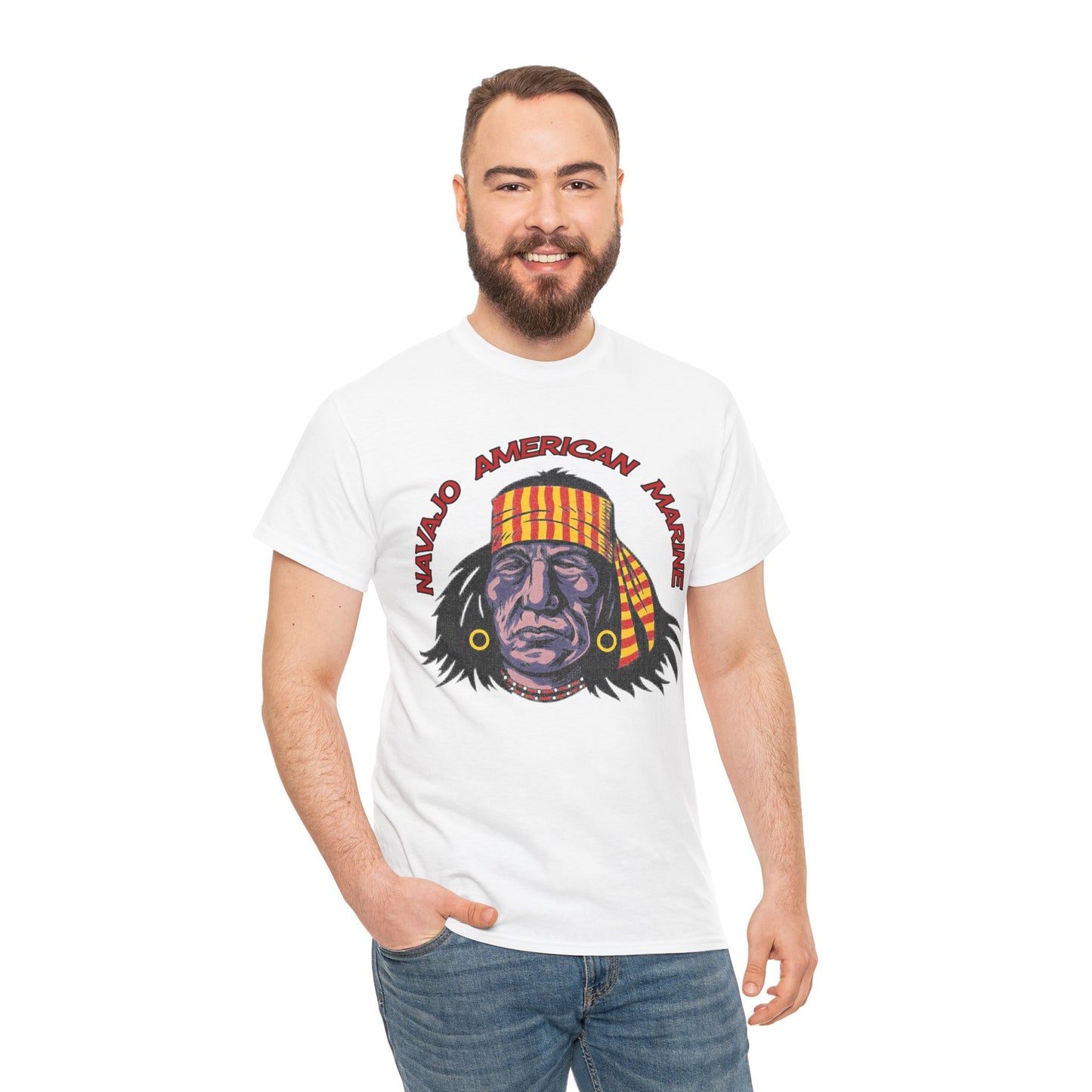 T-shirt Geronimo Navajo Tribale - Maglietta Vintage Anni 80 American Marine Heritage