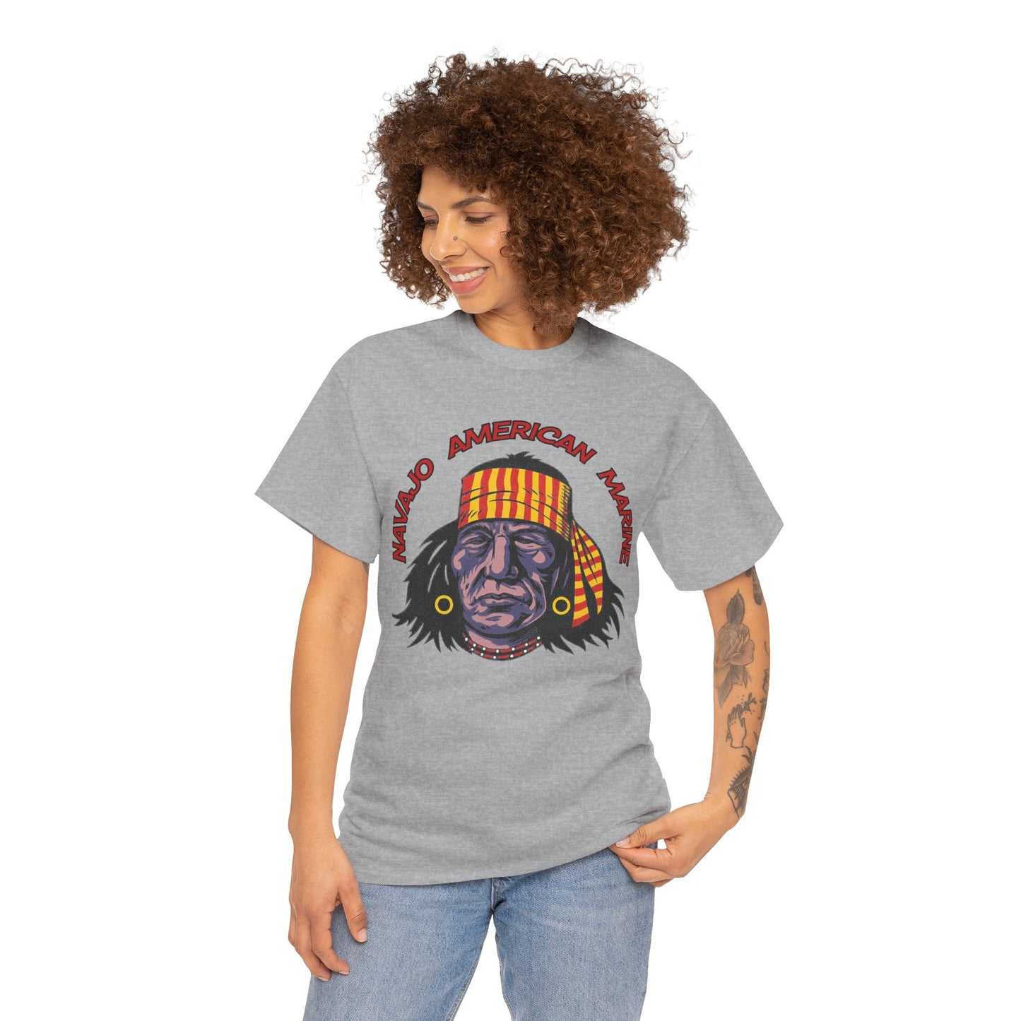 T-shirt Geronimo Navajo Tribale - Maglietta Vintage Anni 80 American Marine Heritage