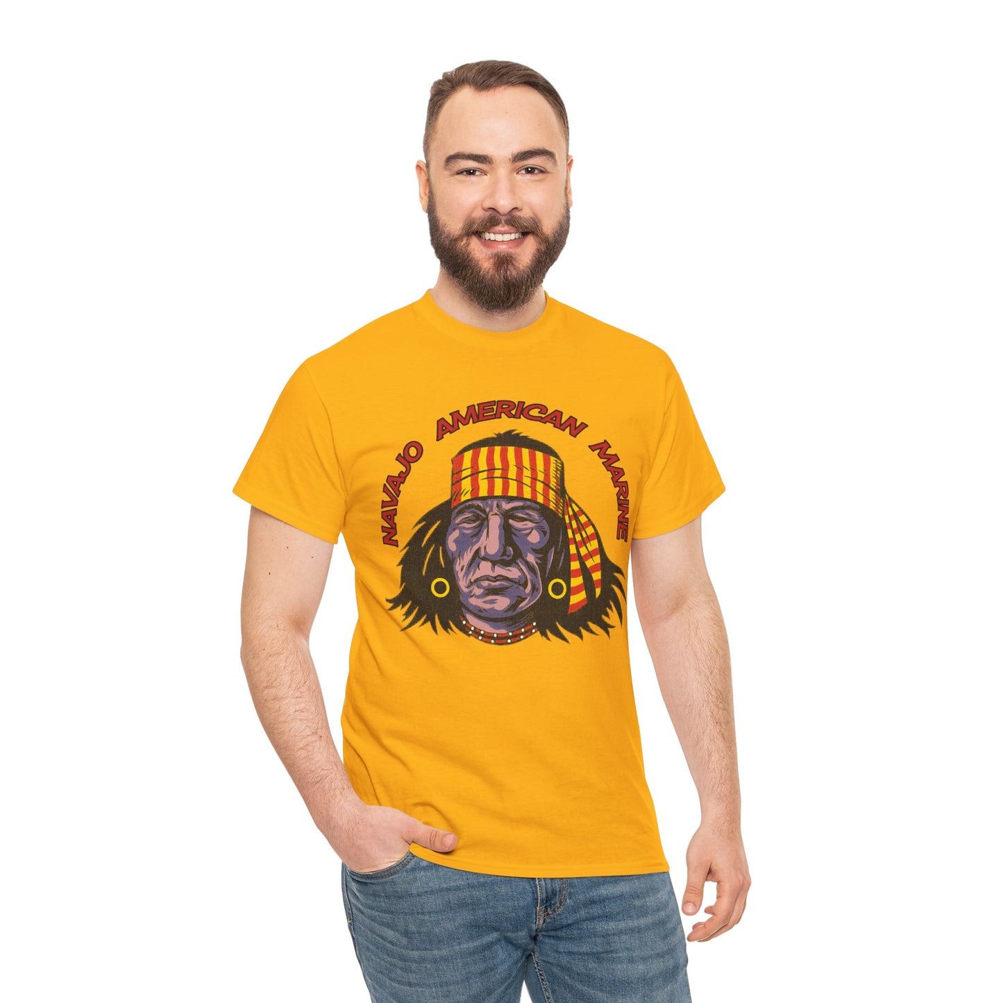 T-shirt Geronimo Navajo Tribale - Maglietta Vintage Anni 80 American Marine Heritage