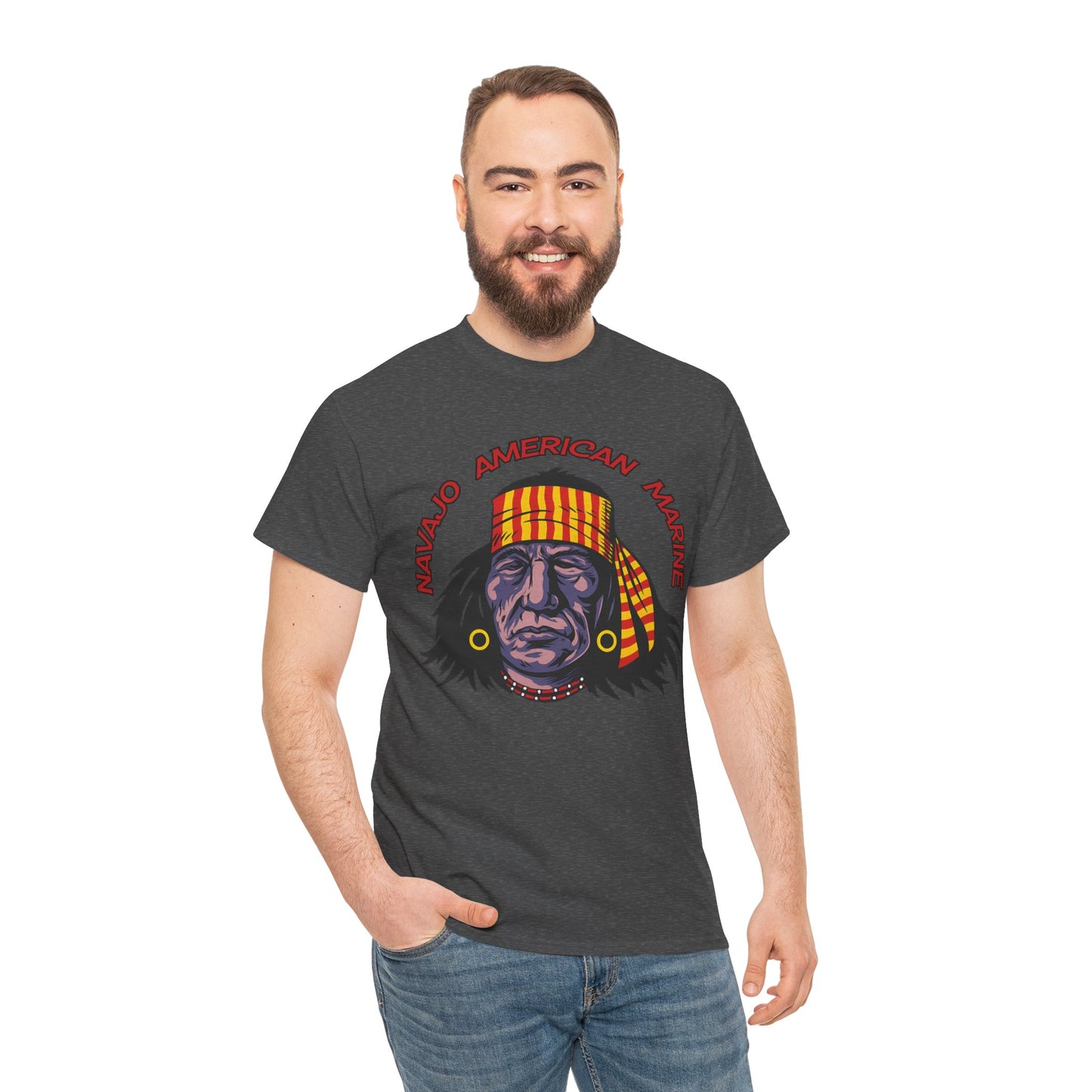 T-shirt Geronimo Navajo Tribale - Maglietta Vintage Anni 80 American Marine Heritage
