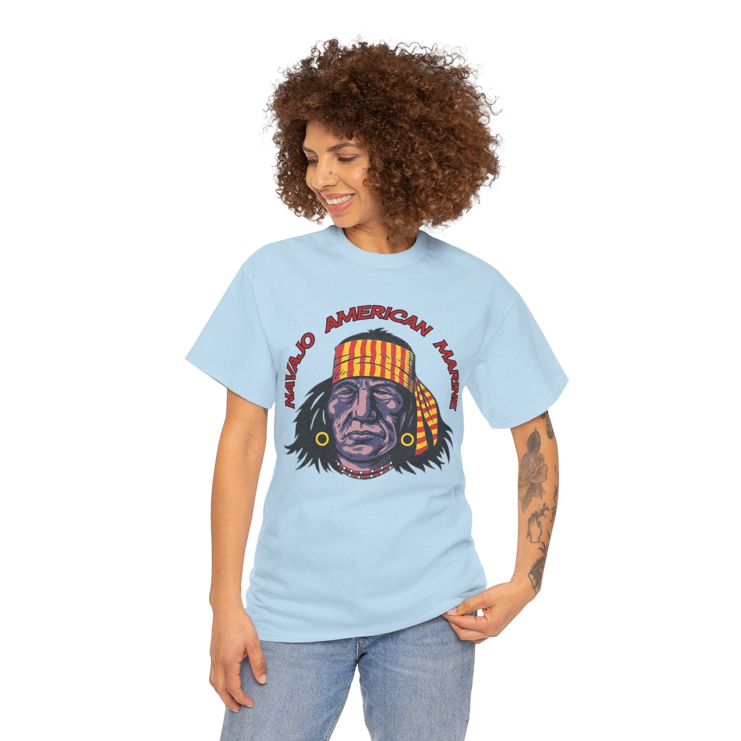 T-shirt Geronimo Navajo Tribale - Maglietta Vintage Anni 80 American Marine Heritage